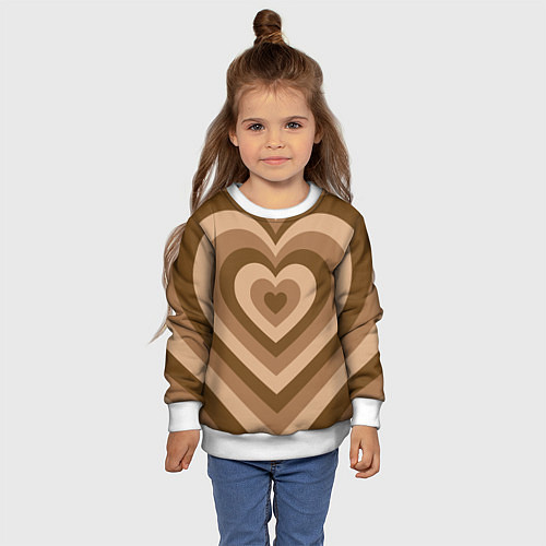 Детский свитшот Hearts brown / 3D-Белый – фото 4