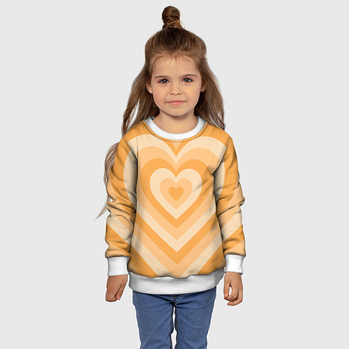 Детский свитшот Hearts orange / 3D-Белый – фото 4