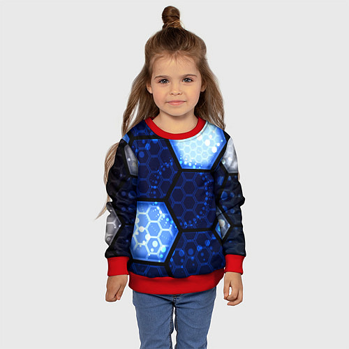 Детский свитшот Магическая броня соты из игры ведьмак / 3D-Красный – фото 4