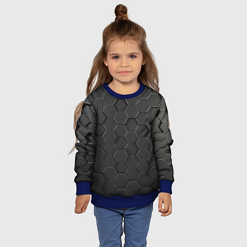 Детский свитшот Abstraction hexagon grey / 3D-Синий – фото 4