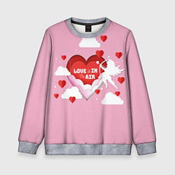 Свитшот детский День святого валентина фон в бумажном стиле, цвет: 3D-меланж