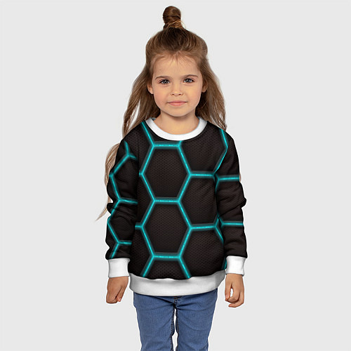 Детский свитшот Стальная броня соты / 3D-Белый – фото 4