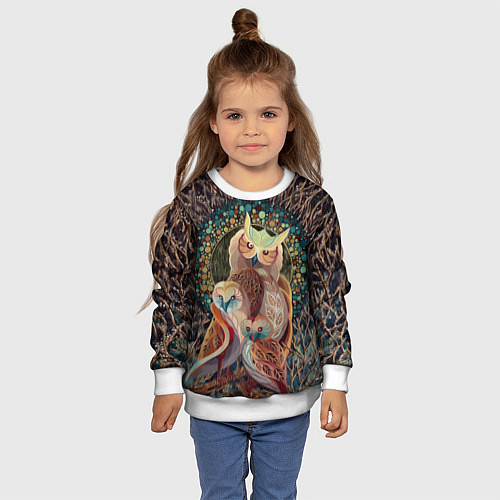 Детский свитшот Семейство лунных сов / 3D-Белый – фото 4