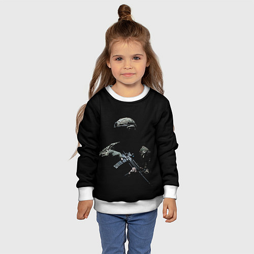 Детский свитшот Солдат в темноте / 3D-Белый – фото 4