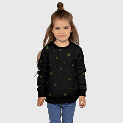 Свитшот детский Четырехлистный клевер на черном фоне, цвет: 3D-черный — фото 2
