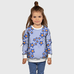 Свитшот детский Узор из синих цветов на сиреневом фоне, цвет: 3D-белый — фото 2