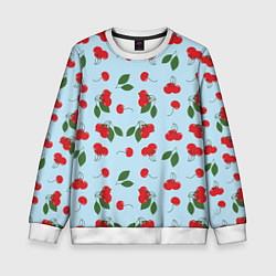 Детский свитшот Узор из ягод вишни на голубом фоне