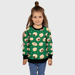 Свитшот детский Картофелины с лицом кричат: мемы на зеленом фоне, цвет: 3D-черный — фото 2