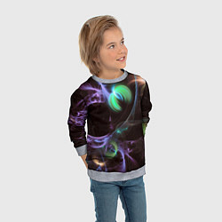 Свитшот детский Магические фиолетовые волны и цветные космические, цвет: 3D-меланж — фото 2