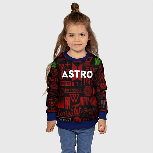 Детский свитшот Astro k-pop pattern / 3D-Синий – фото 4