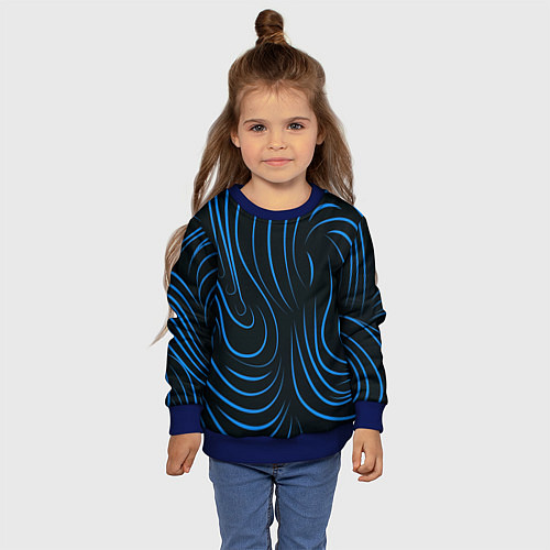 Детский свитшот Волны в стиле зебра / 3D-Синий – фото 4