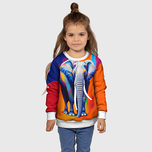Детский свитшот Слон красочный / 3D-Белый – фото 4