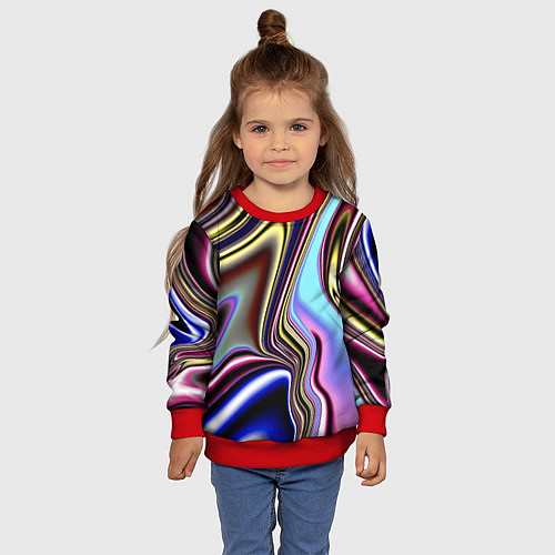 Детский свитшот Блестящая ткань / 3D-Красный – фото 4