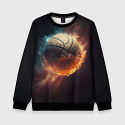 Свитшот детский Баскетбольный мяч в космосе, цвет: 3D-черный