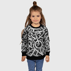Свитшот детский Черно-белая каллиграфия, цвет: 3D-черный — фото 2