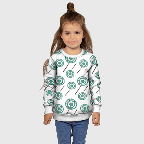 Детский свитшот Узор из абстрактных цветов / 3D-Белый – фото 4