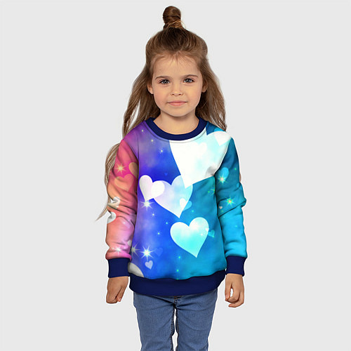 Детский свитшот Dreamy Hearts Multicolor / 3D-Синий – фото 4