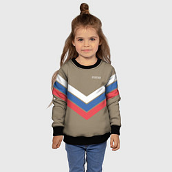 Свитшот детский Триколор - три полосы на песочном, цвет: 3D-черный — фото 2