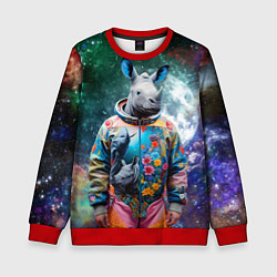 Свитшот детский Rhino in spacesuit - neural network, цвет: 3D-красный