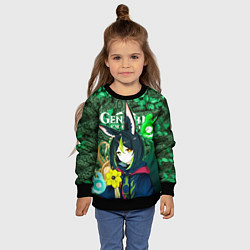 Свитшот детский Тигнари на фоне листвы, цвет: 3D-черный — фото 2