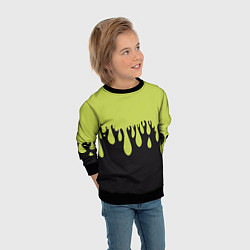 Свитшот детский Зеленые капли на черном, цвет: 3D-черный — фото 2