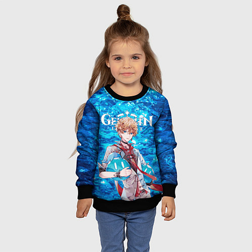 Детский свитшот Тарталья на фоне воды / 3D-Черный – фото 4