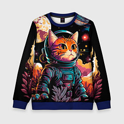 Свитшот детский Милый котик из космоса, цвет: 3D-синий
