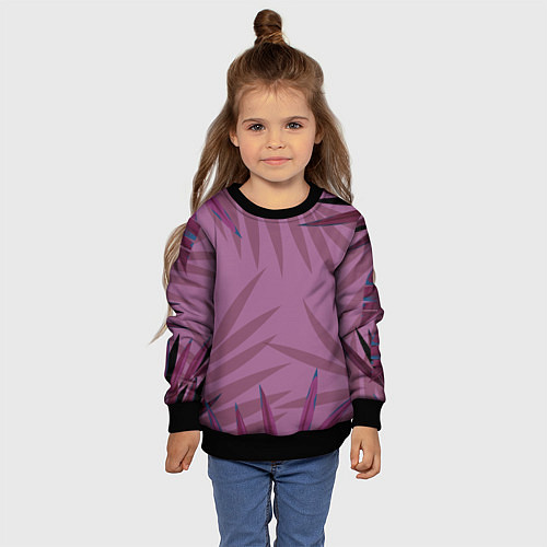 Детский свитшот Розовая пальма / 3D-Черный – фото 4