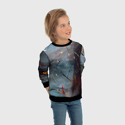 Детский свитшот Тёмно-серый туман и краски / 3D-Черный – фото 3