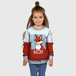 Свитшот детский Пиксельная лиса с надписью fox, цвет: 3D-меланж — фото 2