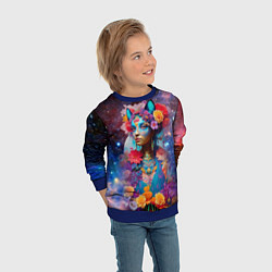 Свитшот детский Космическая девушка-кошка, цвет: 3D-синий — фото 2
