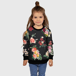 Свитшот детский Букеты цветов на черном фоне, цвет: 3D-черный — фото 2