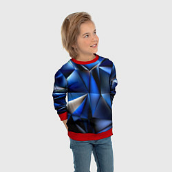 Свитшот детский Polygon blue abstract, цвет: 3D-красный — фото 2