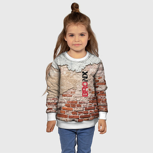 Детский свитшот Старая кирпичная стена - Бронкс / 3D-Белый – фото 4
