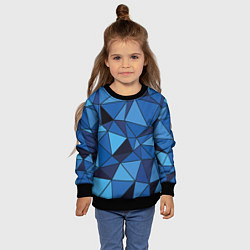 Свитшот детский Синие треугольники, абстракт, цвет: 3D-черный — фото 2