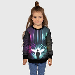 Свитшот детский Глитч арт космос, цвет: 3D-черный — фото 2