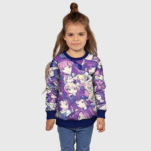 Детский свитшот Японские девушки в стиле анимэ / 3D-Синий – фото 4