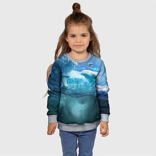 Детский свитшот Subnautica - КРАБ на леднике / 3D-Меланж – фото 4