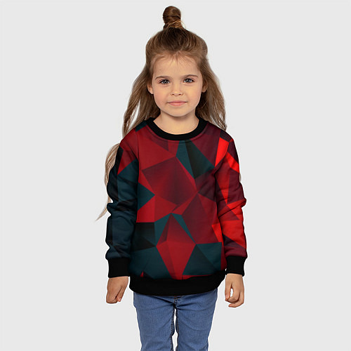 Детский свитшот Битва кубов красный и черный / 3D-Черный – фото 4