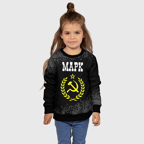 Детский свитшот Марк и желтый символ СССР со звездой / 3D-Черный – фото 4