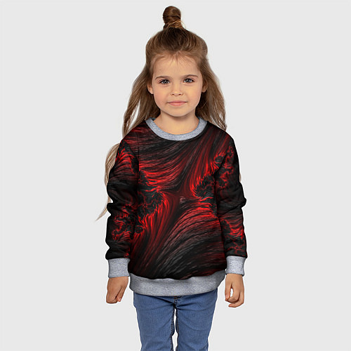 Детский свитшот Red vortex pattern / 3D-Меланж – фото 4