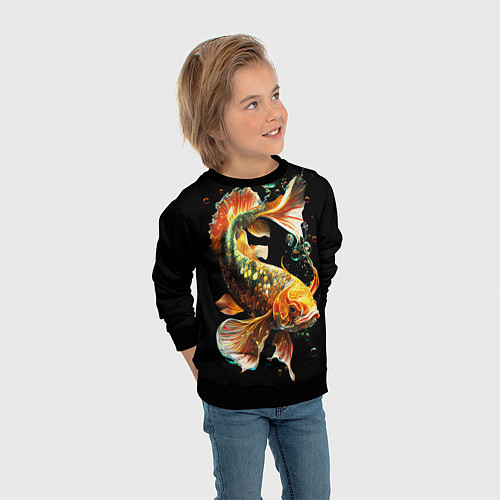 Детский свитшот Золотая рыбка моей мечты / 3D-Черный – фото 3
