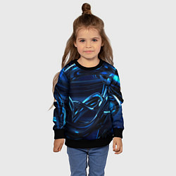 Свитшот детский Фрактальный узор волны, цвет: 3D-черный — фото 2
