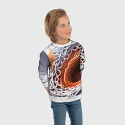 Свитшот детский Бронзовые цветы-арт, цвет: 3D-белый — фото 2