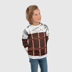 Свитшот детский Темная плитка шоколада в обертке, цвет: 3D-белый — фото 2