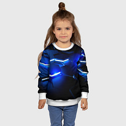 Свитшот детский Металлические соты с синей подсветкой, цвет: 3D-белый — фото 2