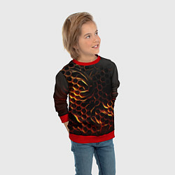 Свитшот детский Объемные огненные плиты, цвет: 3D-красный — фото 2