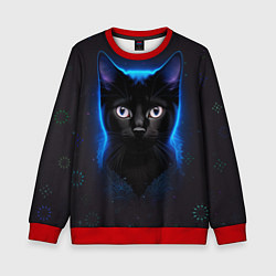 Детский свитшот Черный кот на фоне созвездий