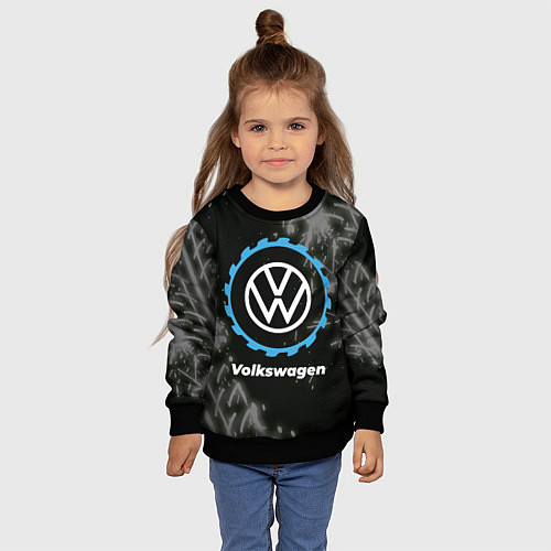 Детский свитшот Volkswagen в стиле Top Gear со следами шин на фоне / 3D-Черный – фото 4