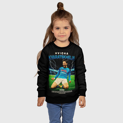 Детский свитшот Хвича Кварацхелия / 3D-Черный – фото 4